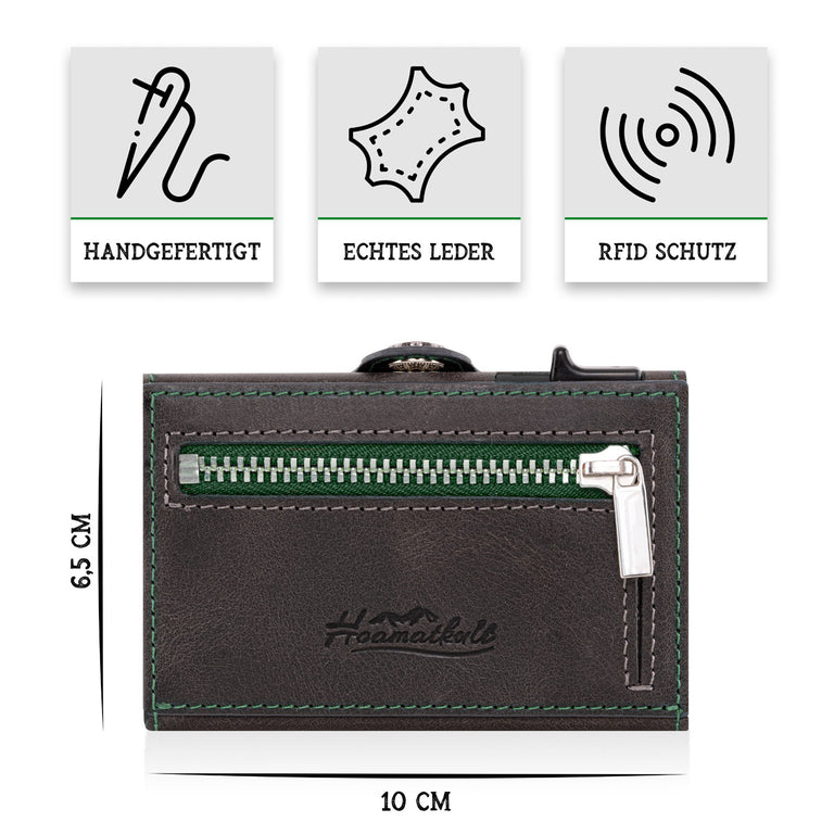 Steiermark Smart Wallet Trifold mit Karten-Pop-Up Funktion aus Echtleder - Schwarz