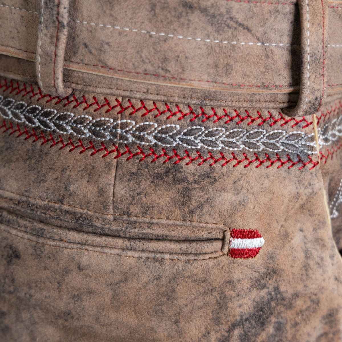 Kult Lederhose Österreich Adler - Vintage Braun