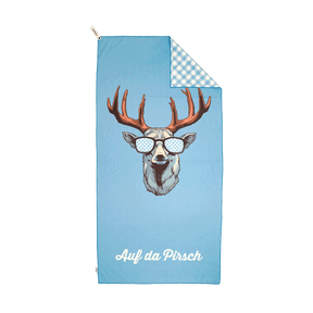 Strandtuch Hirsch Motiv blau
