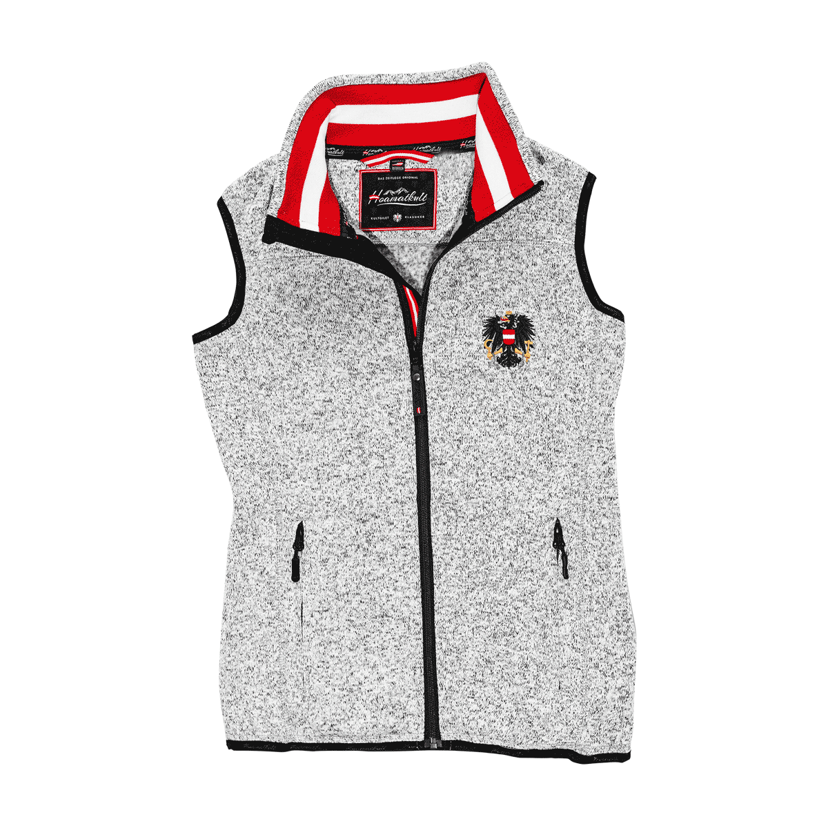 Strickfleece Gilet mit Österreich Stick Damen