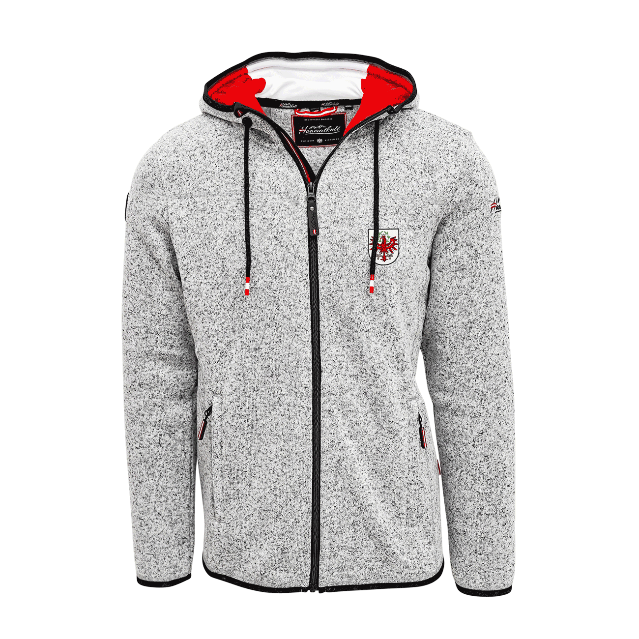 Strickfleece Hoodie mit Tirol Stickerei