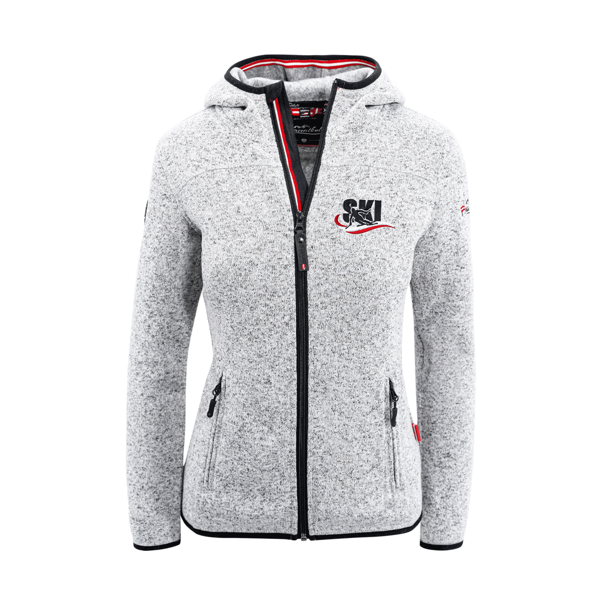 Strickfleece Jacke für Damen hellgrau zum Skifahren #Farbe_Hellgrau