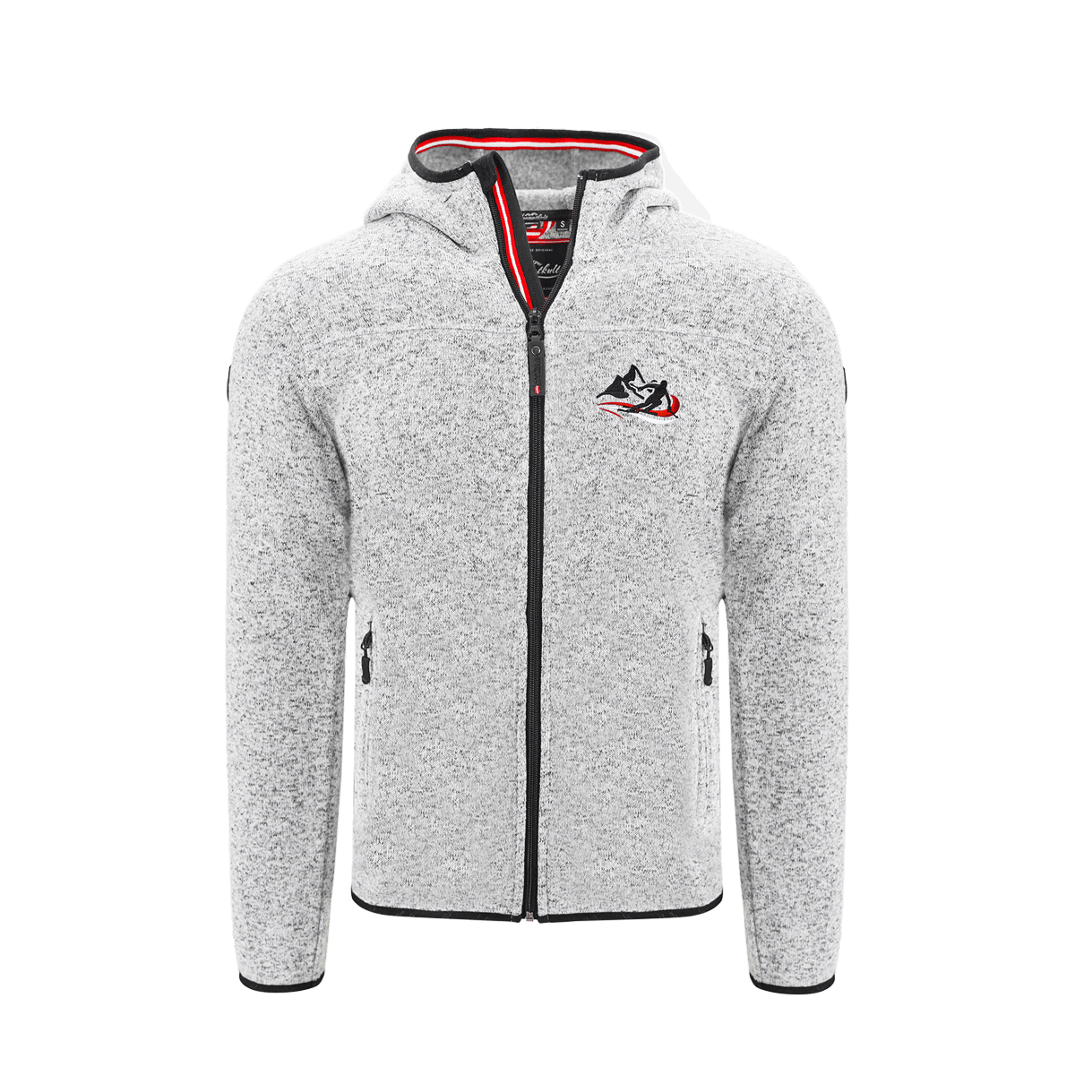 Strickfleece Jacke Herren hellgrau Ski Motiv #Farbe_Hellgrau