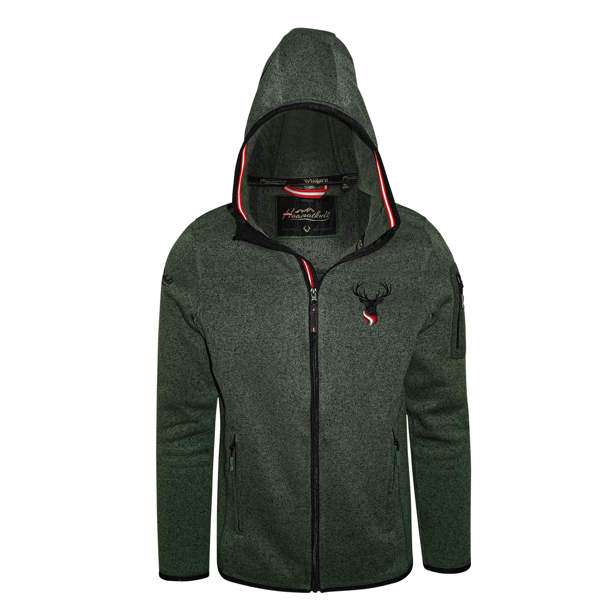 Strickfleece Jacke mit Hirsch Motiv
