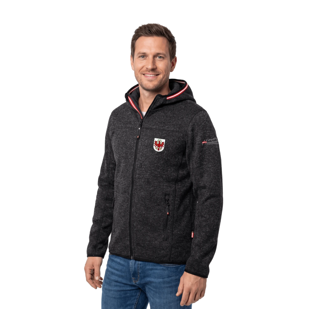 Strickfleece Jacke schwarz für Tiroler #Farbe_Schwarz