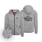 Strickoptik Fleece Weste hellgrau Berg Motiv #Farbe_Grau-Strick