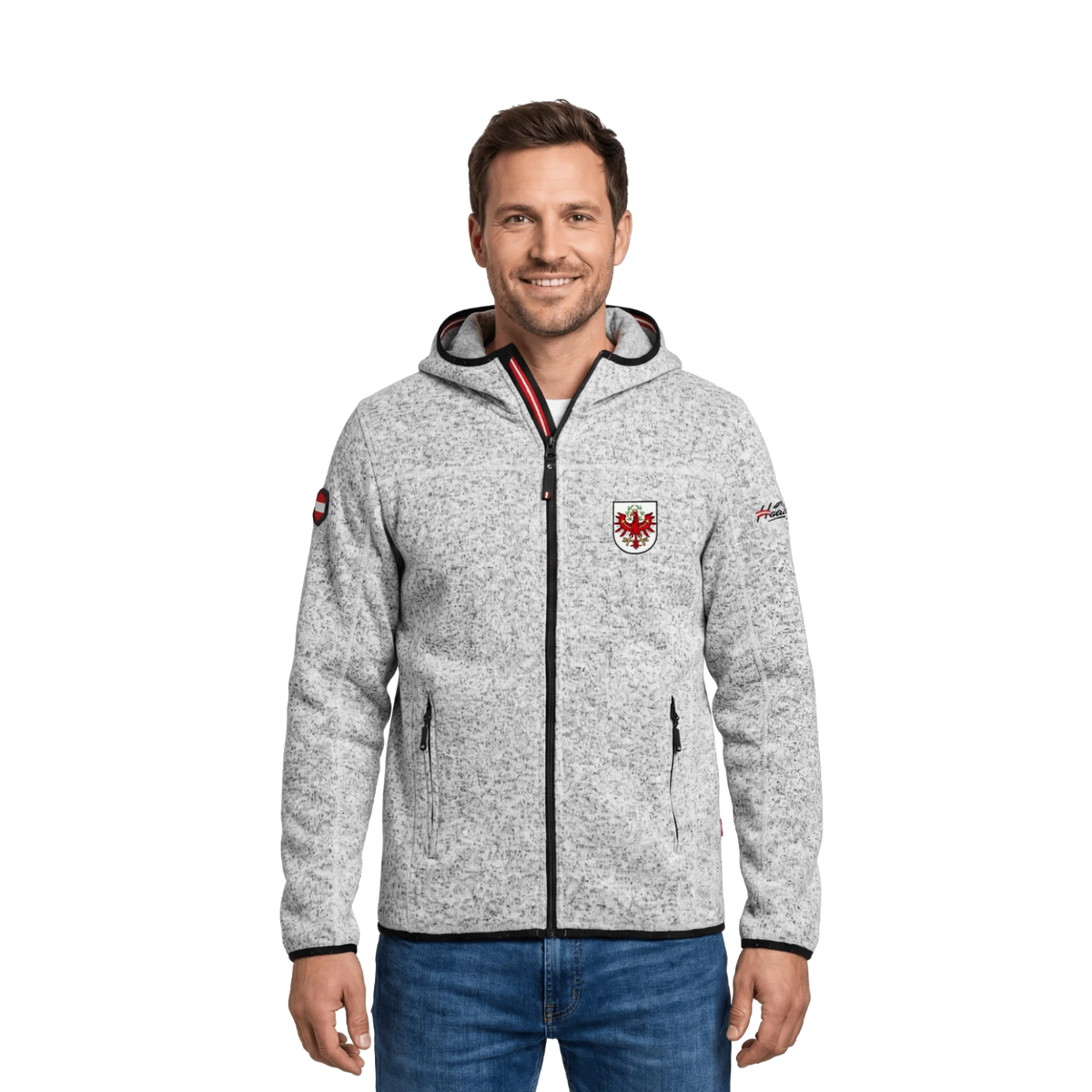 Tirol Adler Fleece Jacke Herren #Farbe_Hellgrau