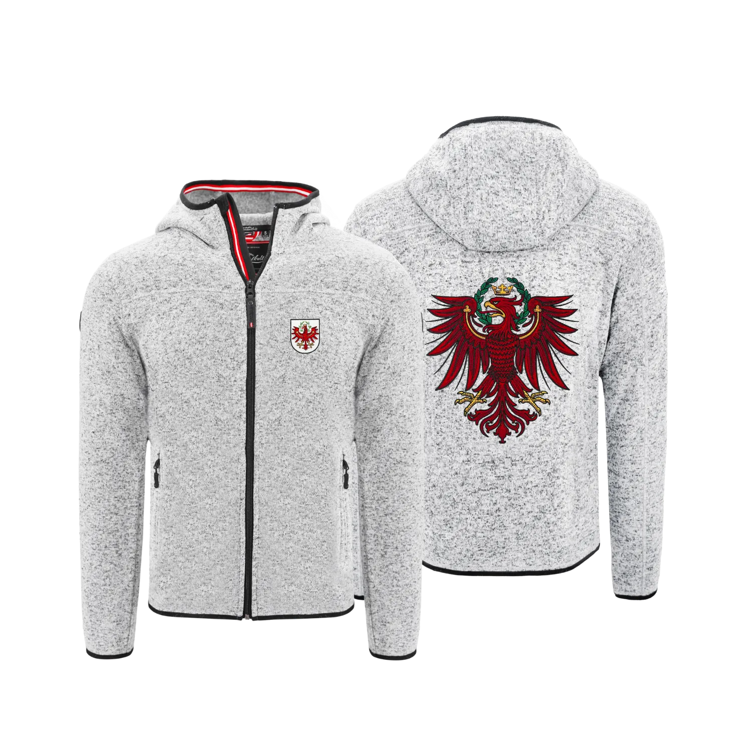 Tirol Kultjacke mit Kapuze - Hellgrau
