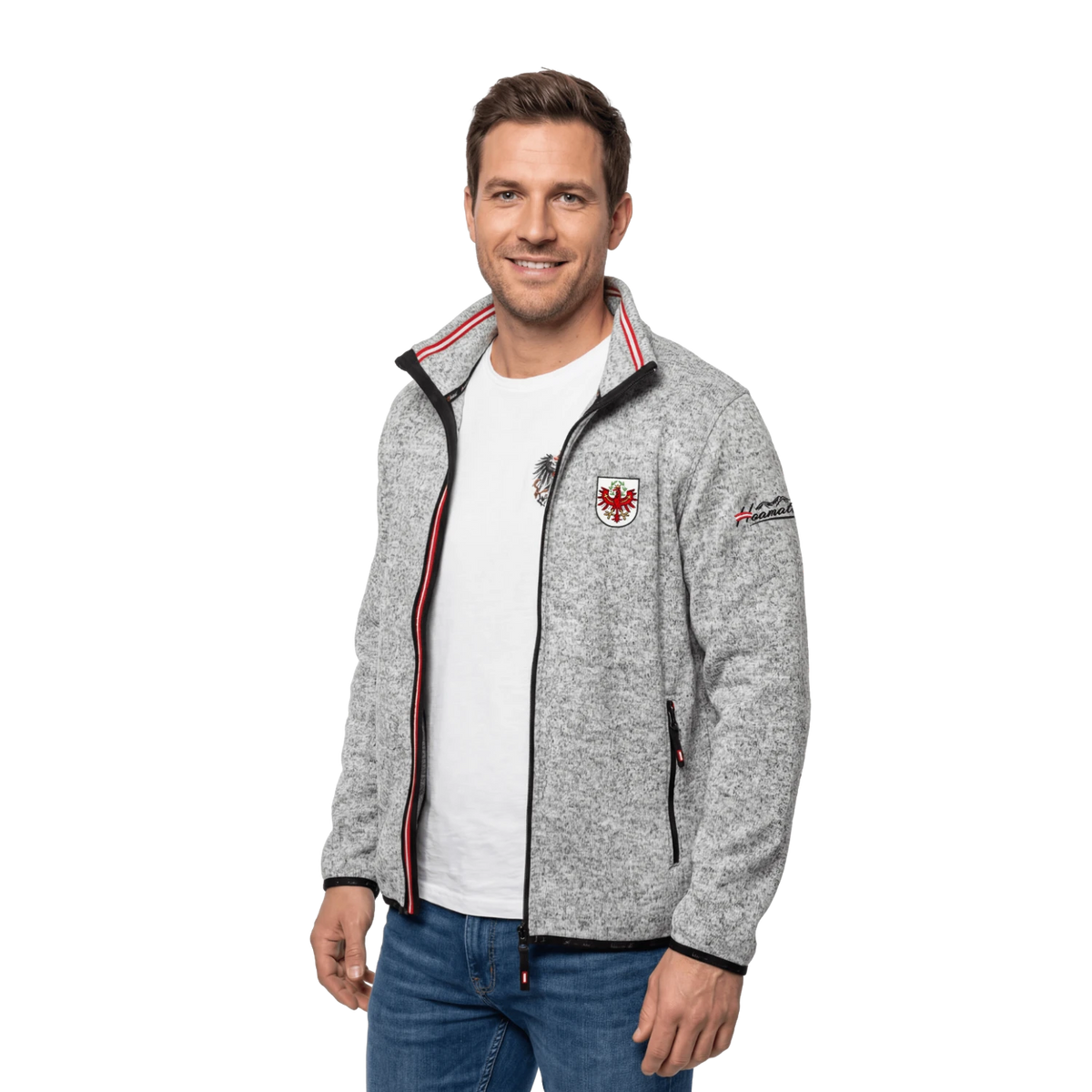 Tiroler Fleece Jacke Herren #Farbe_Hellgrau