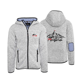 Berg Trachten Kultjacke mit Kapuze - Karo Blau