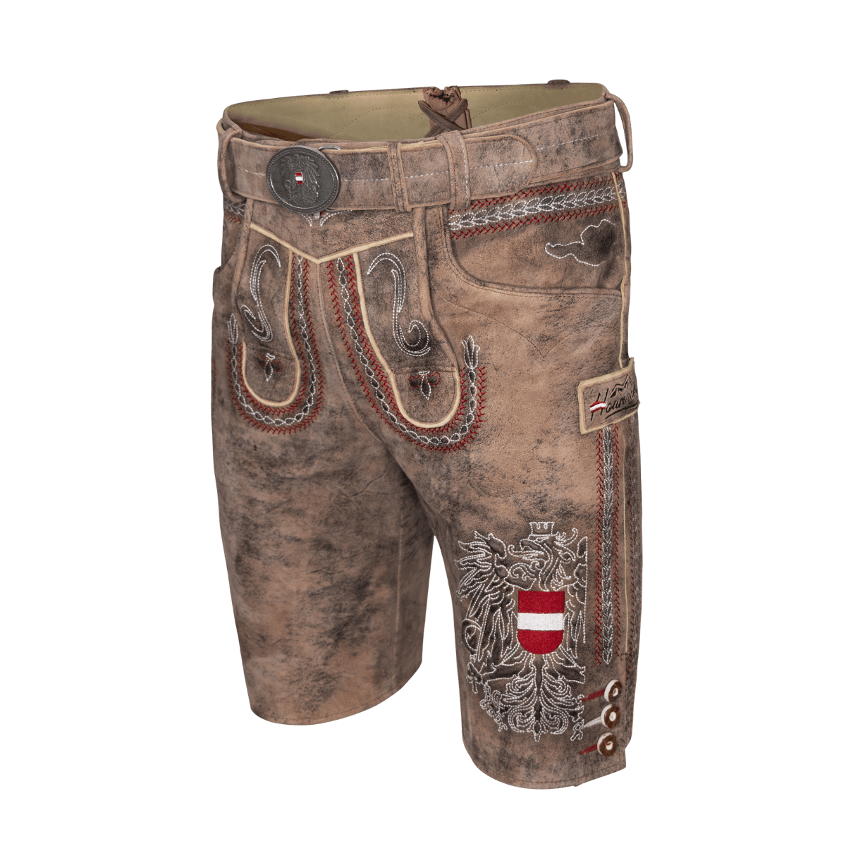 Kult Lederhose Österreich Adler - Vintage Braun