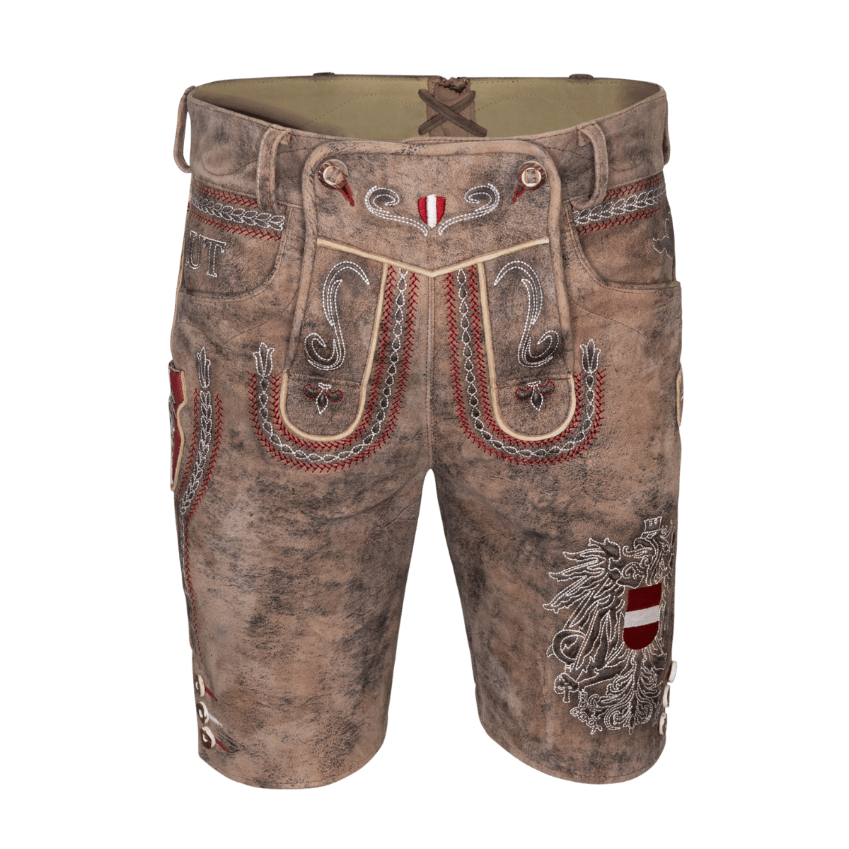 Kult Lederhose Österreich Adler - Vintage Braun