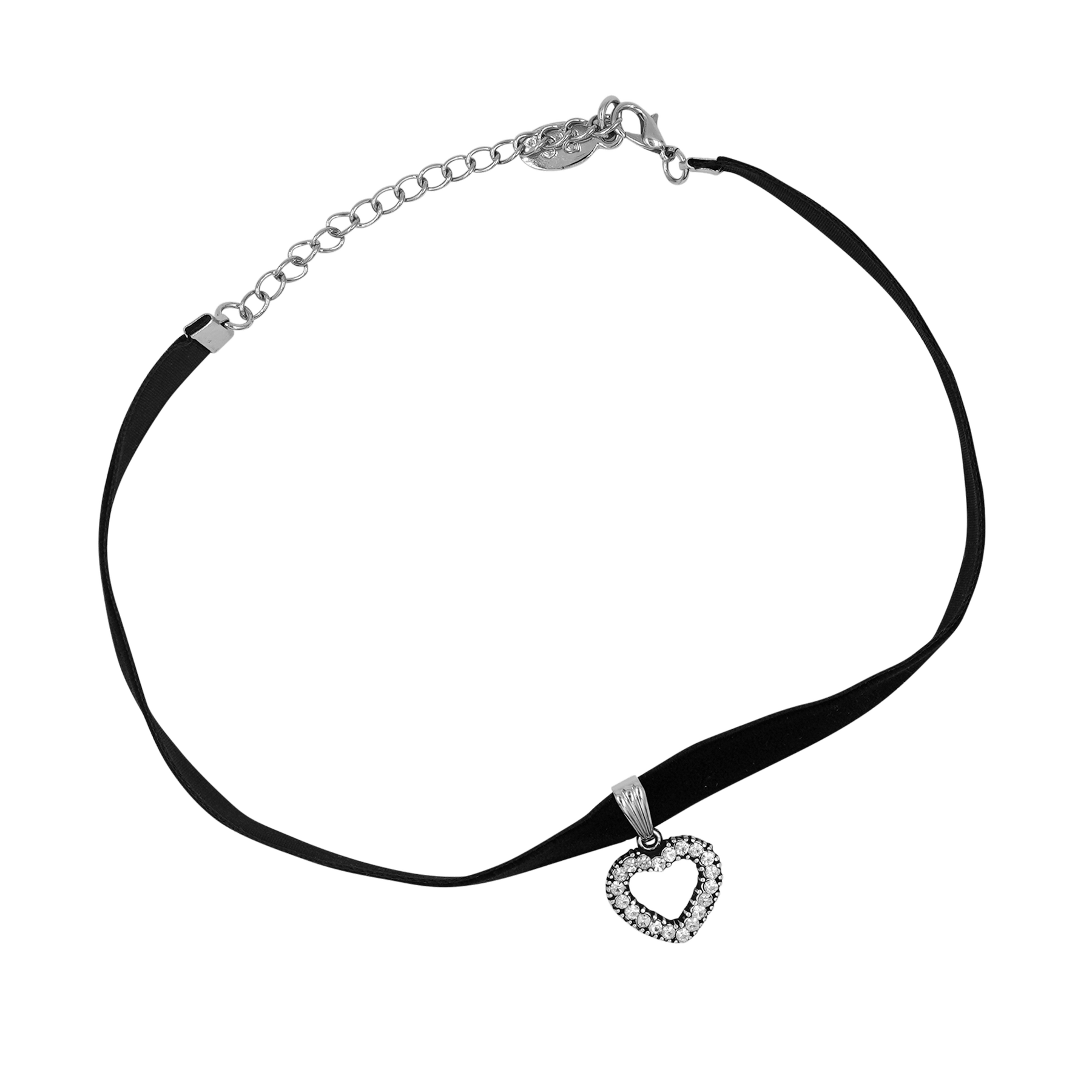 Herz Halskette mit Swarovskisteinen - Samtband