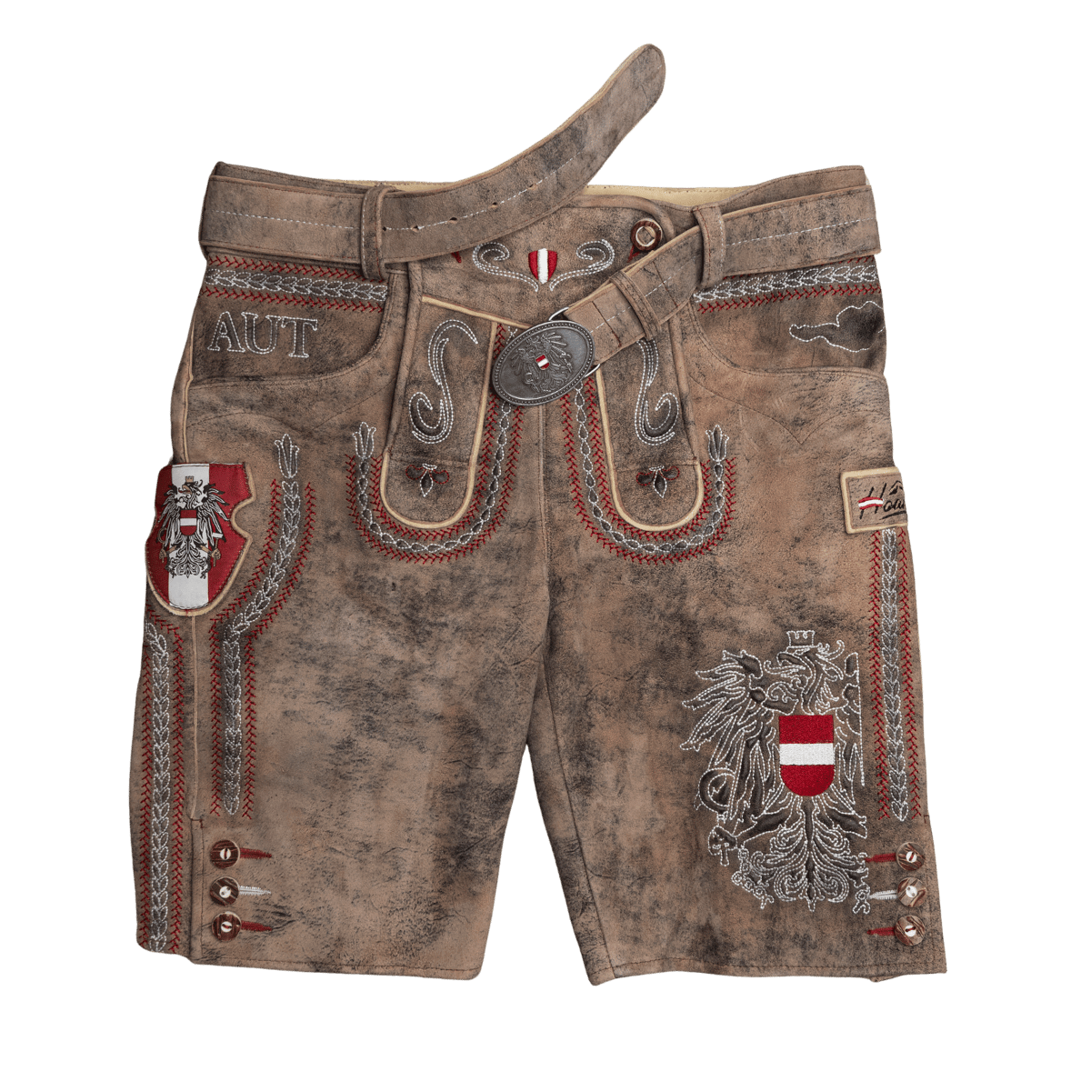 Kult Lederhose Österreich Adler - Vintage Braun