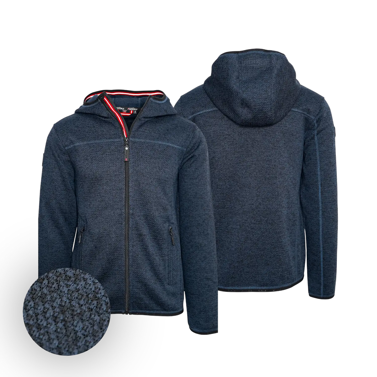 Trachtige Herren Fleece Jacke dunkelblau #Farbe_Dunkelblau-Strick
