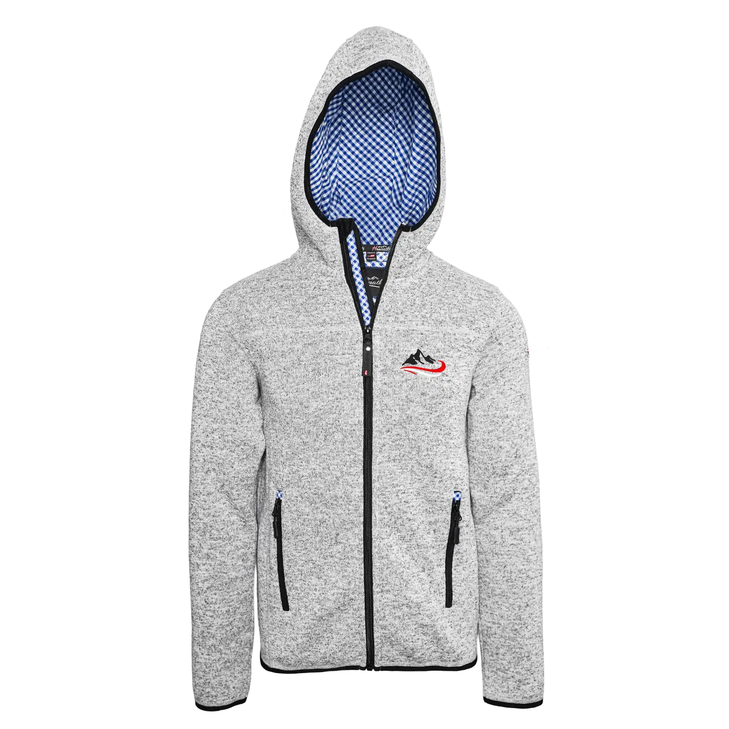 Berg Trachten Kultjacke mit Kapuze - Karo Blau