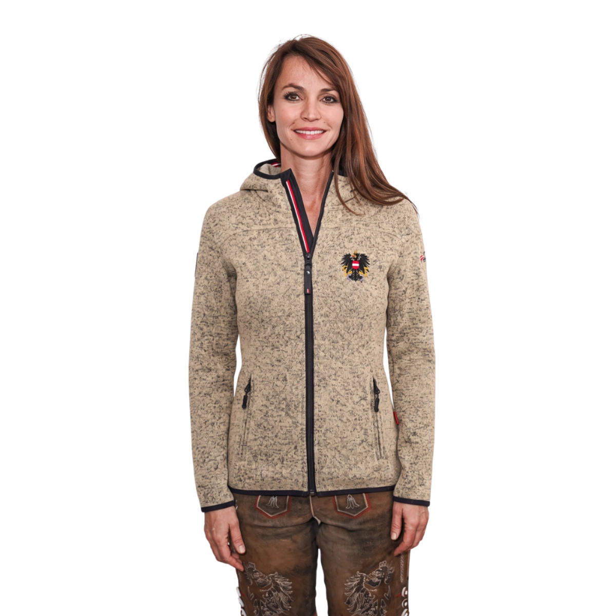 LIMITIERTE Österreich Adler Kultjacke mit Kapuze - Sandbraun