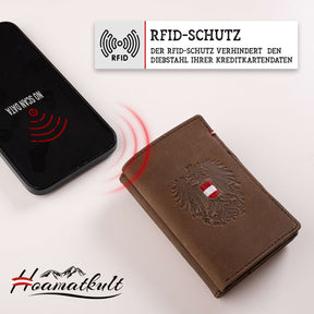 Vintage Leder Geldbörse Wallet Österreich Adler