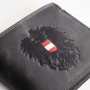 Österreich Adler Geldtasche - Leder Schwarz