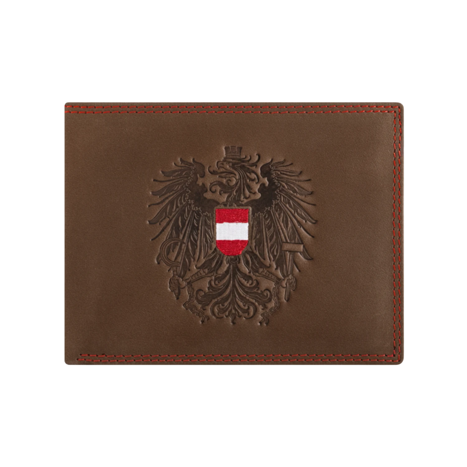 Österreich Adler Geldtasche - Vintage Leder Braun Rot Kontrast