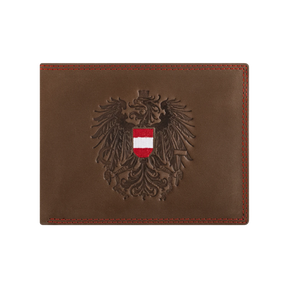 Österreich Adler Geldtasche - Vintage Leder Braun Rot Kontrast