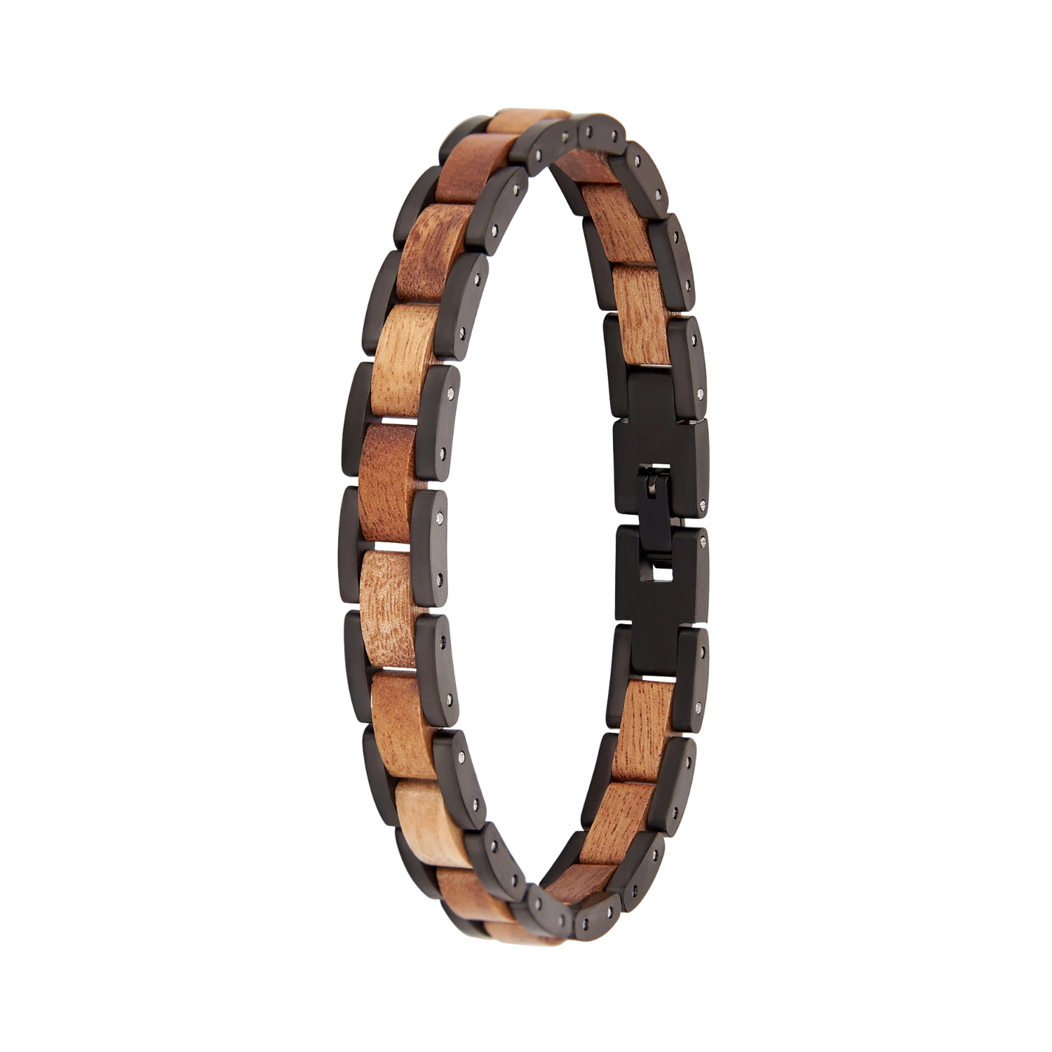 Walnuss Armband Edelstahl schwarz