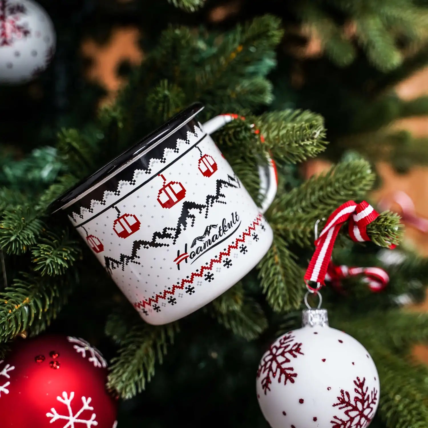 Retro Ski Emaille Tasse