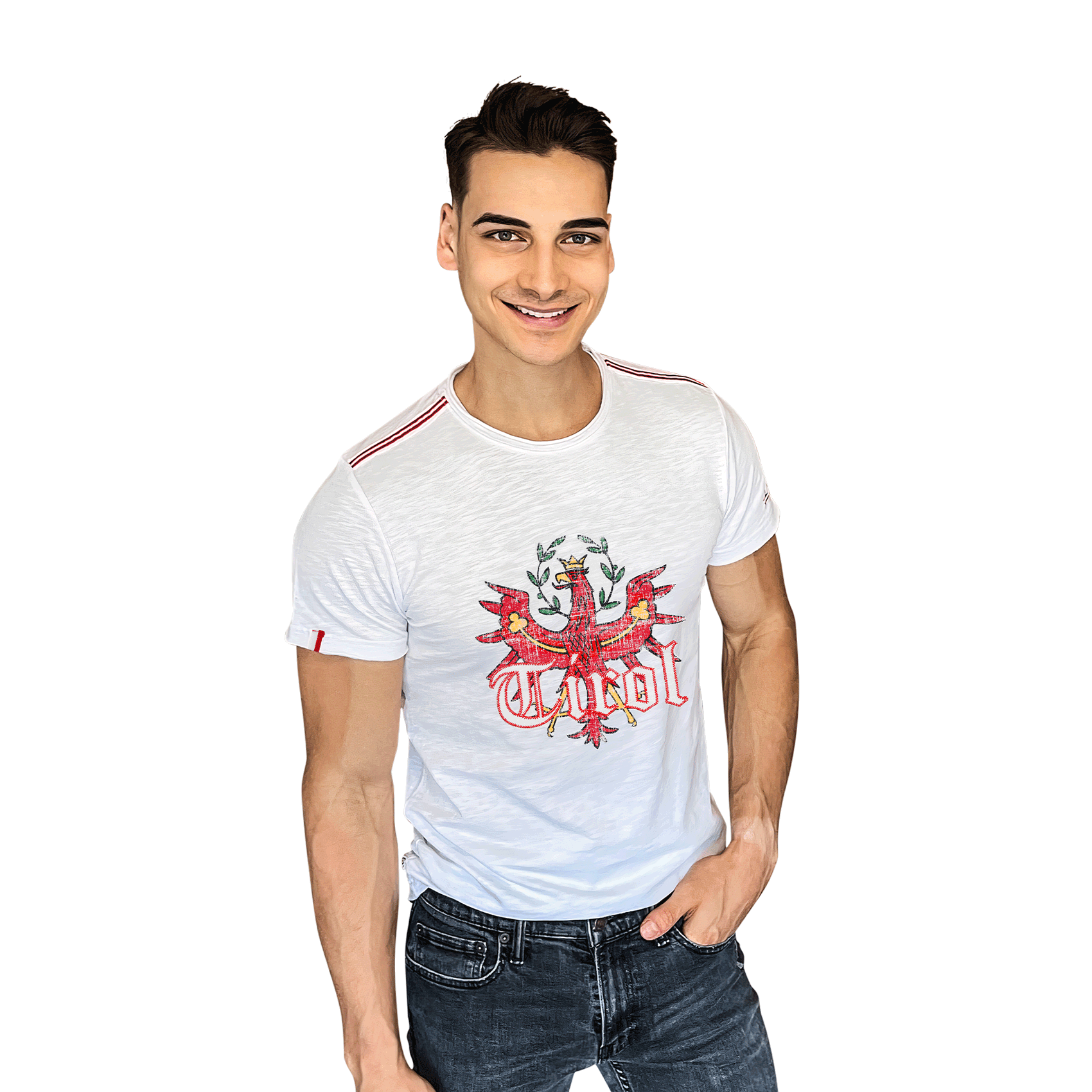 Weißes Herren T-Shirt Tiroler Adler