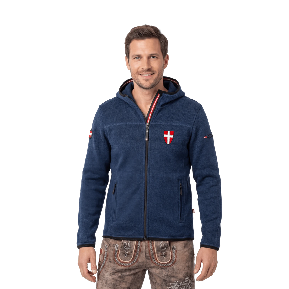 Wien Strickfleece Jacke Herren dunkelblau #Farbe_Dunkelblau