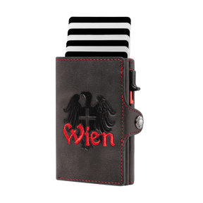 Wien Smart Wallet Trifold mit Karten-Pop-Up Funktion aus Echtleder - Schwarz