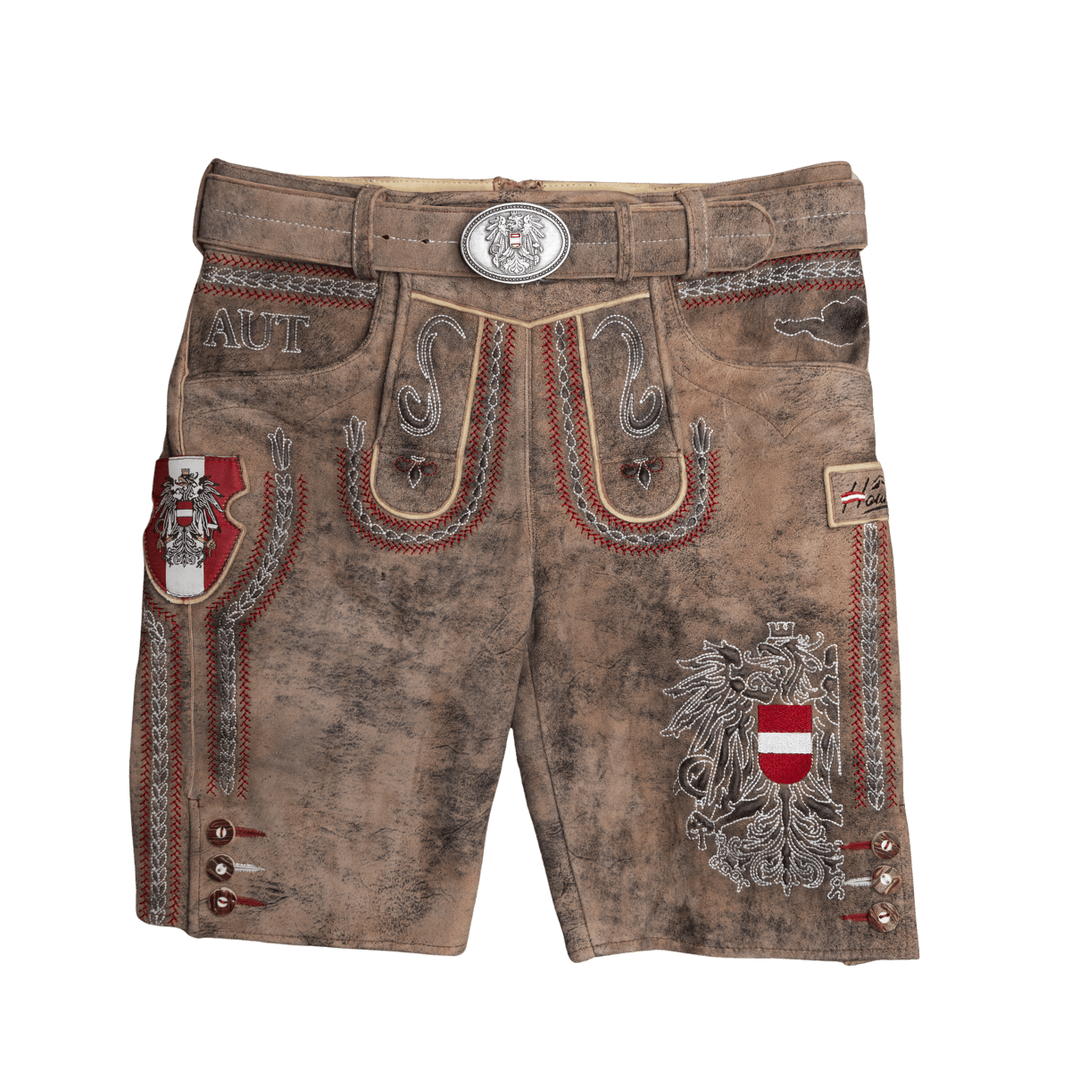Kult Lederhose Österreich Adler - Vintage Braun