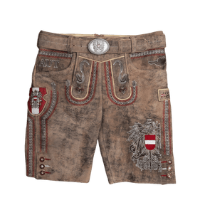 Kult Lederhose Österreich Adler - Vintage Braun
