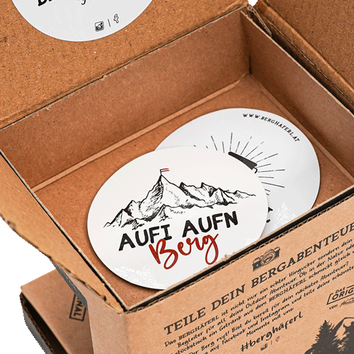Aufi Aufn Berg Emaille Tasse