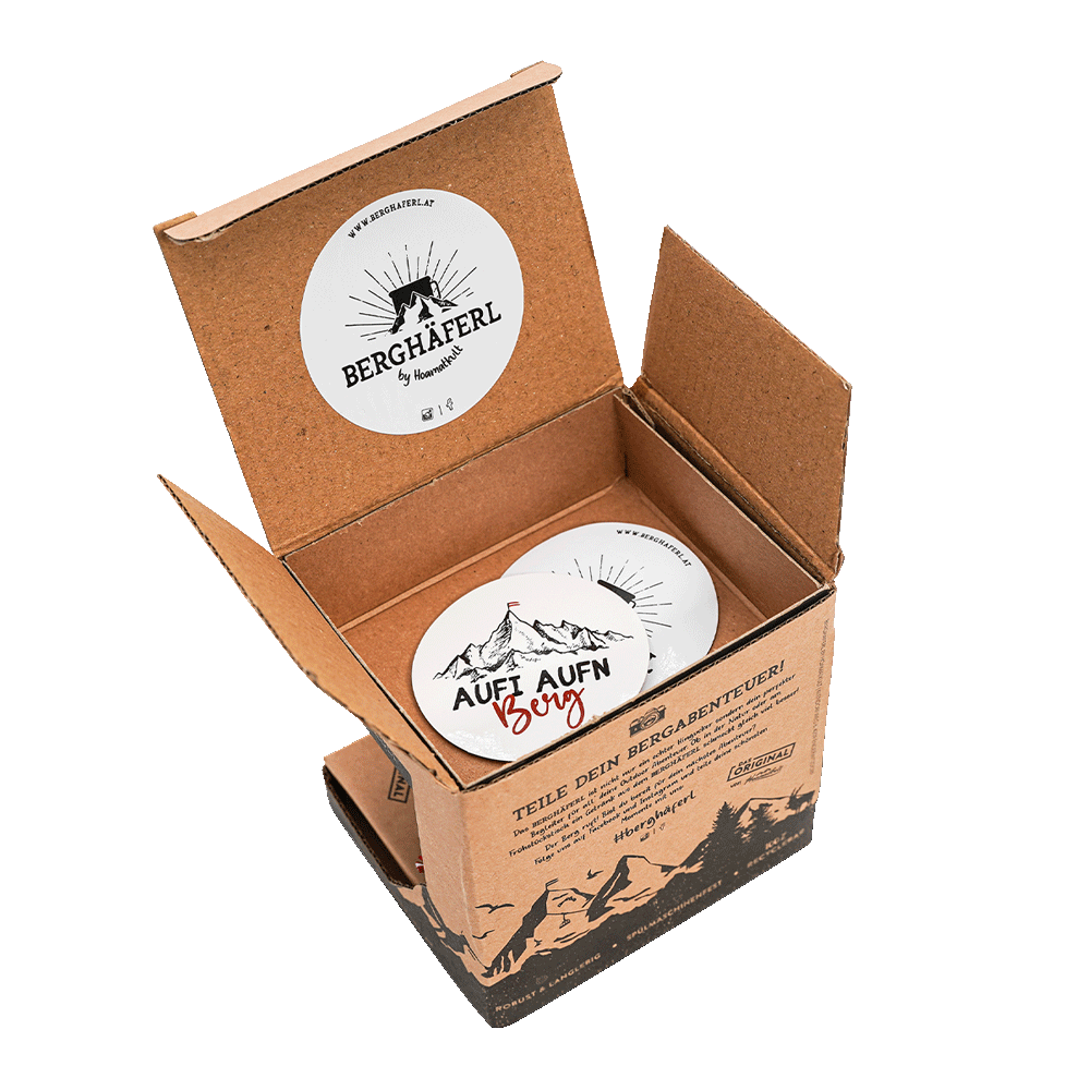 Aufi Aufn Berg Emaille Tasse