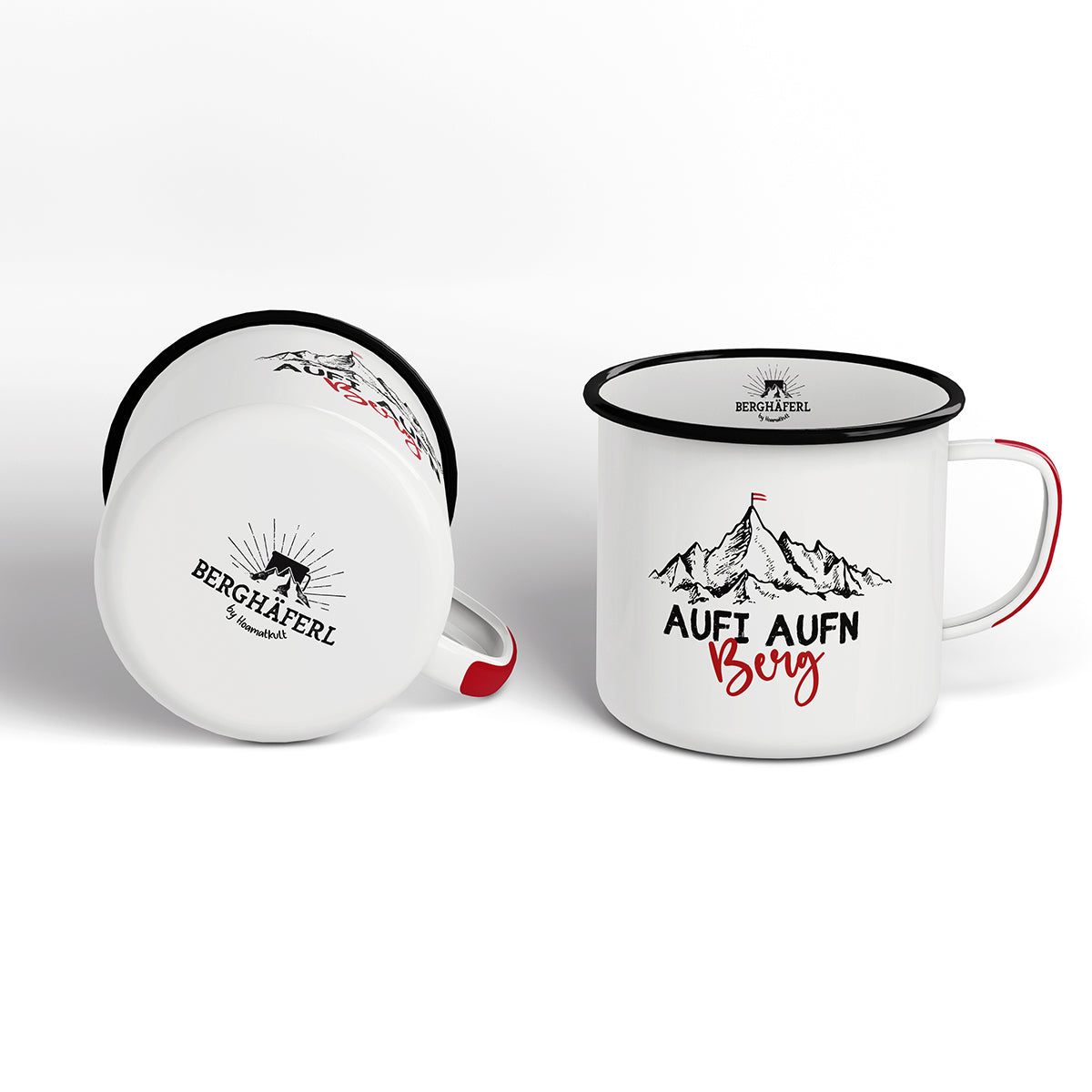 Aufi Aufn Berg Emaille Tasse