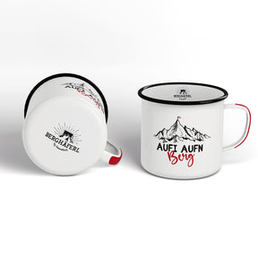Aufi Aufn Berg Emaille Tasse