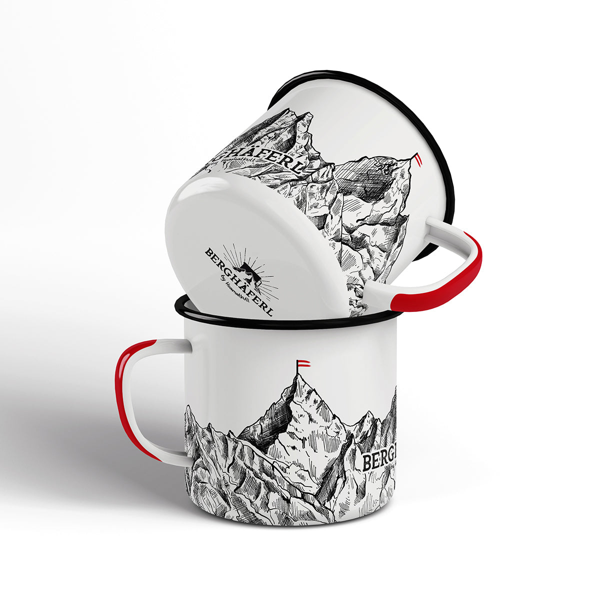 Berge Emaille Tasse