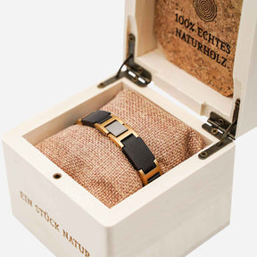 Armband Holz / Edelstahl Gold