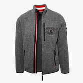 Jacke mit rot-weiss-roten Stehkragen #Farbe_Dunkelgrau