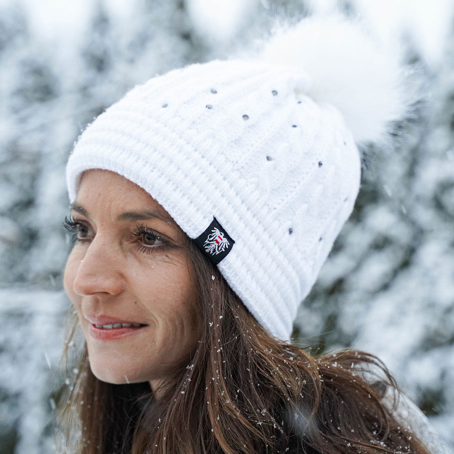 Österreich Damen Adler Glitzer Beanie 