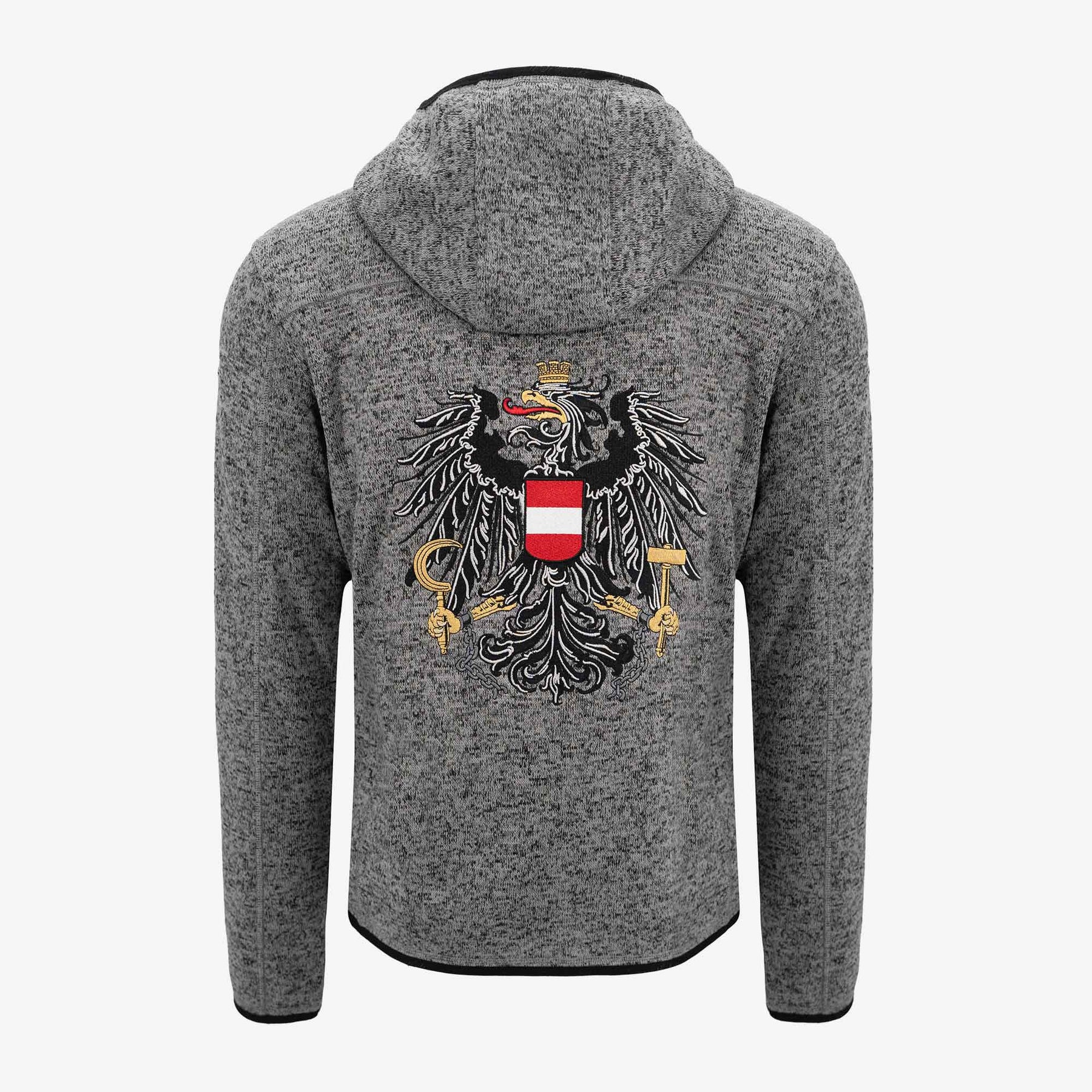 Österreich Strickfleece Jacke mit Adler dunkelgrau