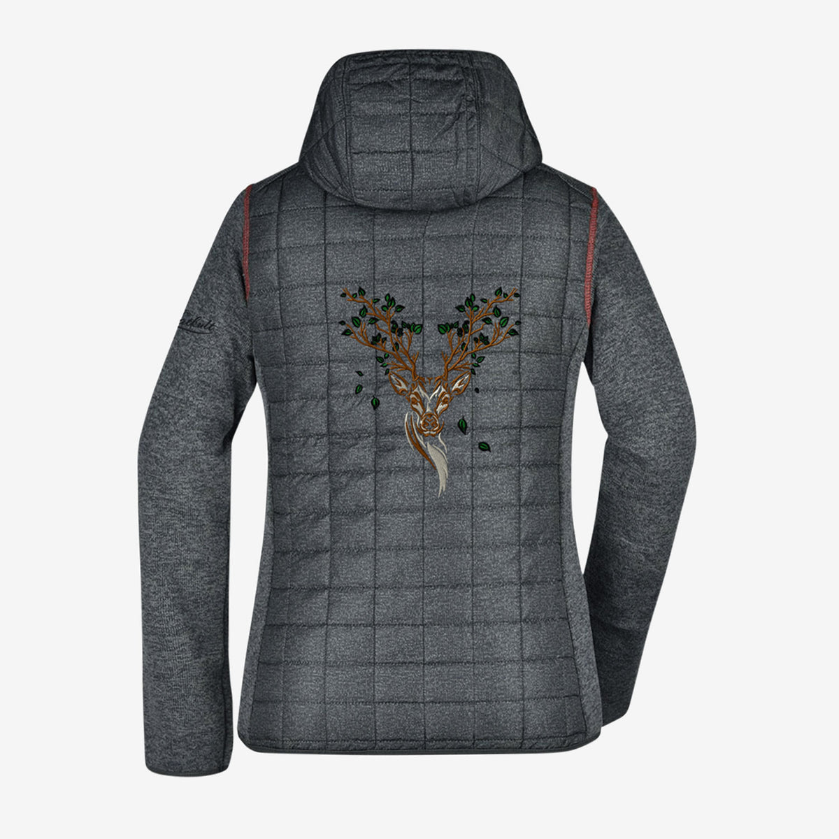 Schwarze Steppjacke mit Hirsch #Farbe_Grau